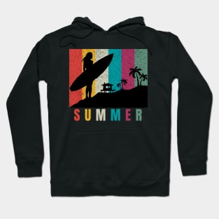 Summer. Surfer Girl, Vintage and Tropical Paradise Design Hoodie